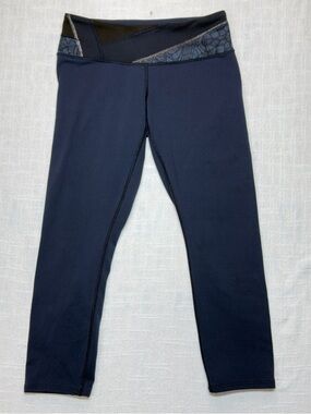 lululemon athletica Navy Blue Leggings with Black Waistband Accent